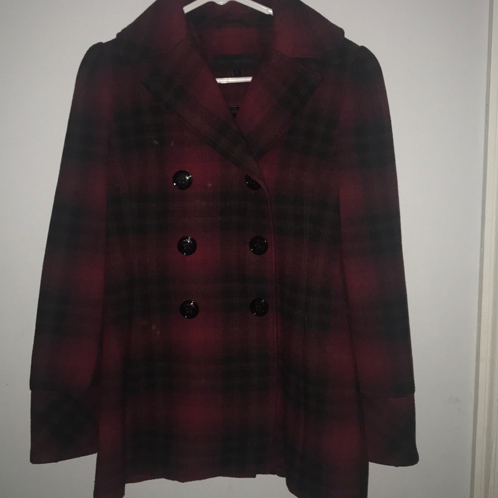 Steve Madden Plaid Pea Coat - Size Small